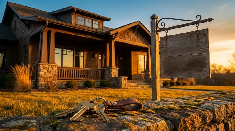 Craftsman-style home with keys and a blank hanging sign, How to Get a Maryland Real Estate License