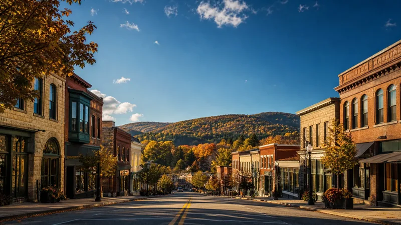A Western Maryland main street in the Appalachian foothills: stone and brick storefronts, Frederick County Business License